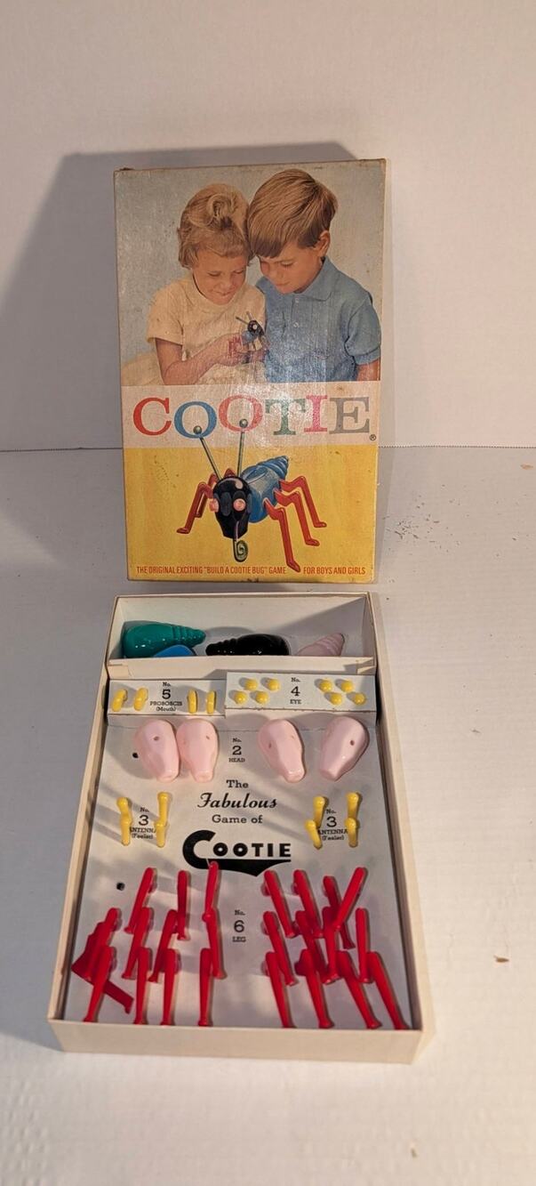 Vintage 1949 Build a Cootie Game Schaper COMPLETE SET, Original Box, #200